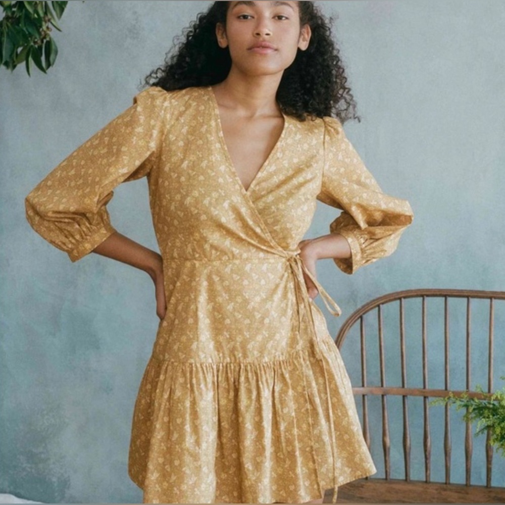 Christy Dawn Talia Dress Biscotti Cosmos‎ Floral Organic Cottagecore
